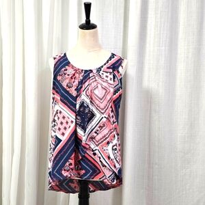 2/$30 Roz & Ali Multi-Layered Womens Sleeveless Top Gauzy Material Size M Summer